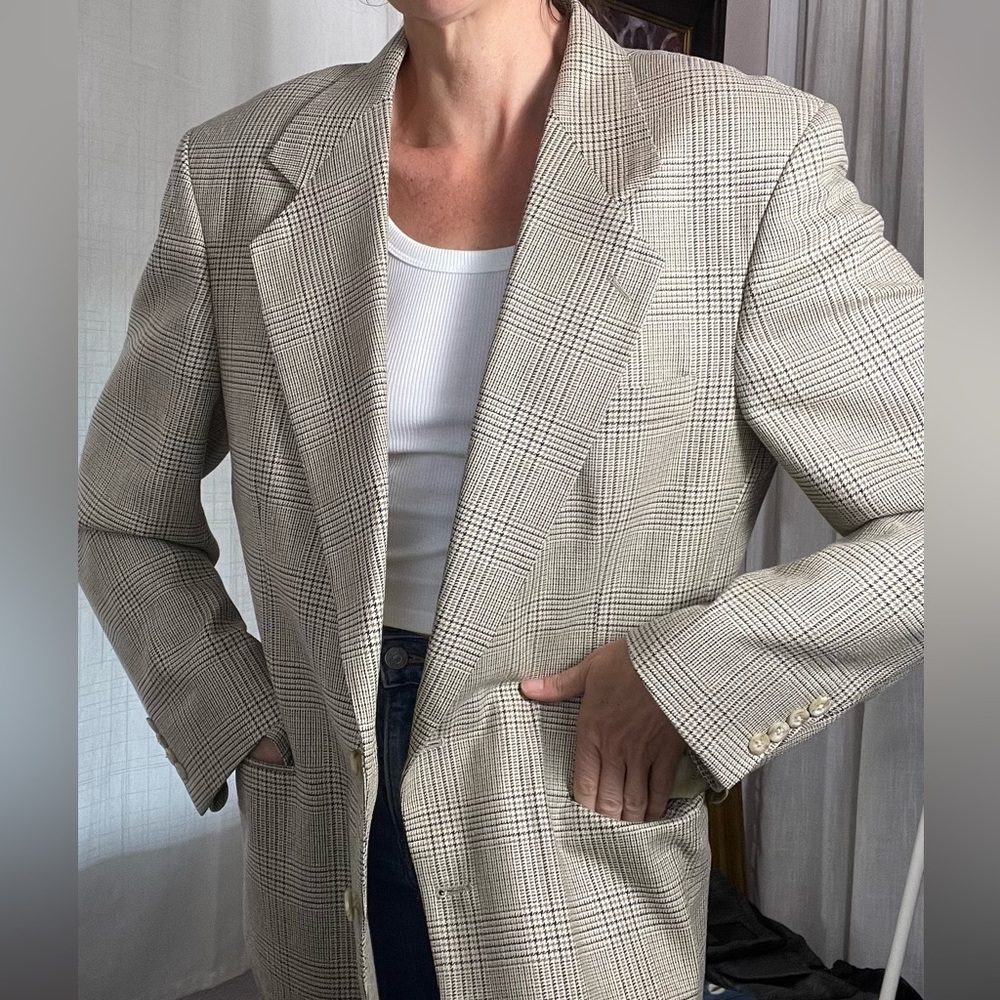 Vtg Wool Men’s Blazer Herringbone Robert Stock - Picture 8 of 15